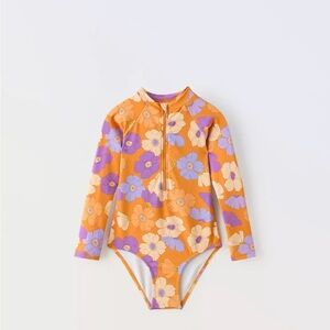 Zara girl Orange and Purple Rashguard Swimwear